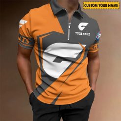 AFL Greater Western Sydney Giants Custom Name Special Edition Zipper Polo Shirt