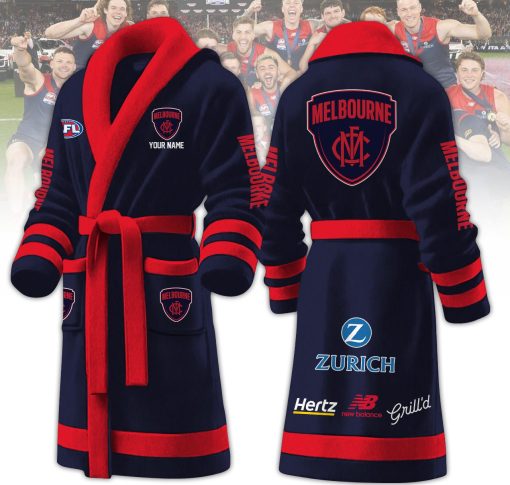 AFL Melbourne Demons Custom Name New Version Fleece Bathrobe