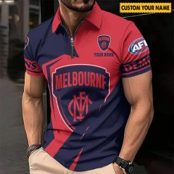 AFL Melbourne Demons Custom Name Special Edition Zipper Polo Shirt