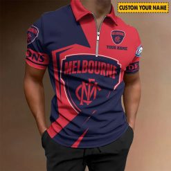 AFL Melbourne Demons Custom Name Special Edition Zipper Polo Shirt