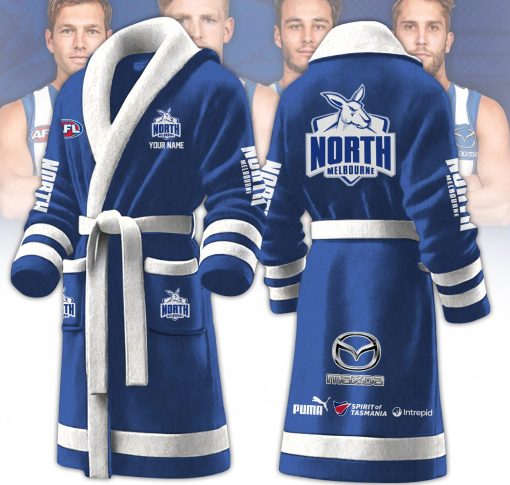 AFL North Melbourne Kangaroos Custom Name New Version Fleece Bathrobe