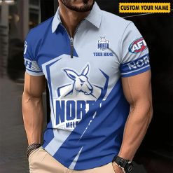 AFL North Melbourne Kangaroos Custom Name Special Edition Zipper Polo Shirt