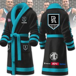 AFL Port Adelaide Custom Name New Version Fleece Bathrobe
