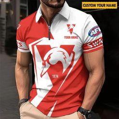 AFL Sydney Swans Custom Name Special Edition Zipper Polo Shirt