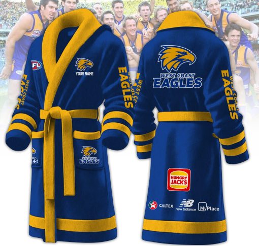 AFL West Coast Eagles Custom Name New Version Fleece Bathrobe