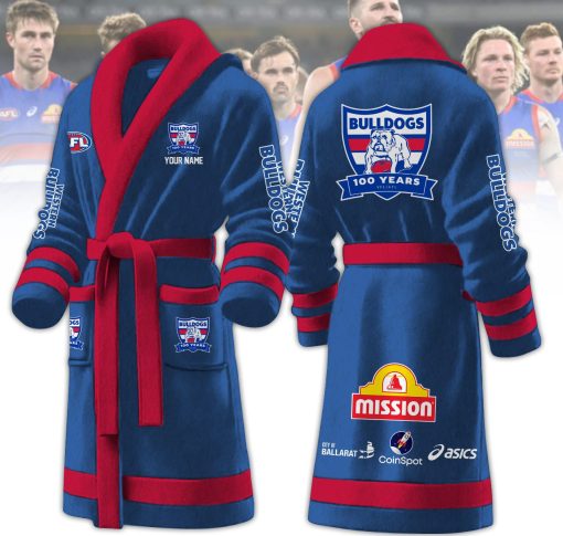 AFL Western Bulldogs Custom Name New Version Fleece Bathrobe
