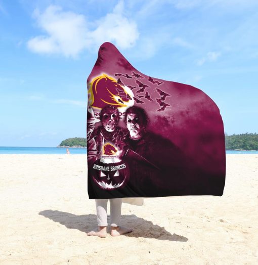NRL Brisbane Broncos Halloween Style Hooded Blanket