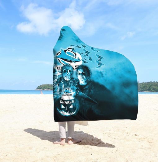 NRL Cronulla-Sutherland Sharks Halloween Style Hooded Blanket
