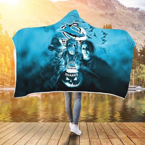 NRL Cronulla-Sutherland Sharks Halloween Style Hooded Blanket