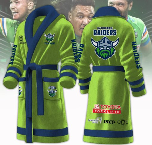 NRL Canberra Raiders Custom Name New Version Fleece Bathrobe