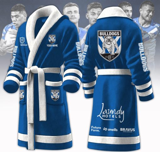 NRL Canterbury-Bankstown Bulldogs Custom Name New Version Fleece Bathrobe