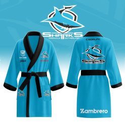 NRL Cronulla-Sutherland Sharks Custom Name New Edition Fleece Bathrobe