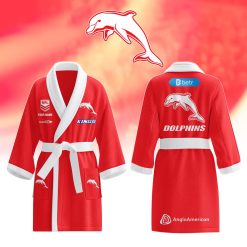 NRL Dolphins Custom Name New Edition Fleece Bathrobe