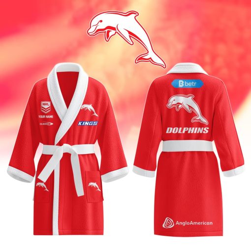 NRL Dolphins Custom Name New Edition Fleece Bathrobe