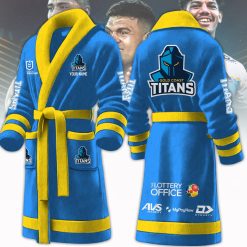 NRL Gold Coast Titans Custom Name New Version Fleece Bathrobe