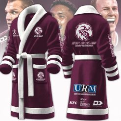 NRL Manly Warringah Sea Eagles Custom Name New Version Fleece Bathrobe