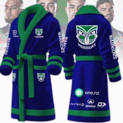 NRL New Zealand Warriors Custom Name New Version Fleece Bathrobe