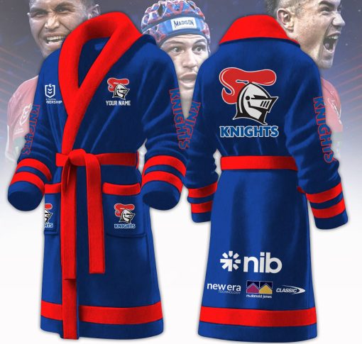 NRL Newcastle Knights Custom Name New Version Fleece Bathrobe