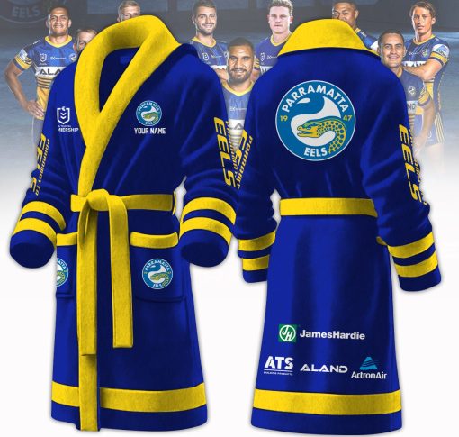 NRL Parramatta Eels Custom Name New Version Fleece Bathrobe