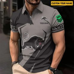 NRL Penrith Panthers Custom Name Special Edition Zipper Polo Shirt