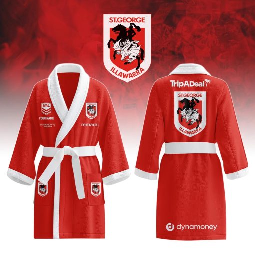 NRL St. George Illawarra Dragons Custom Name New Edition Fleece Bathrobe