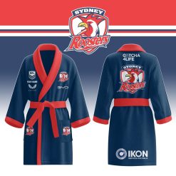 NRL Sydney Roosters Custom Name New Edition Fleece Bathrobe