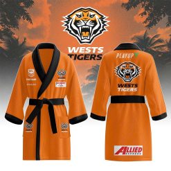 NRL Wests Tigers Custom Name New Edition Fleece Bathrobe