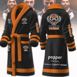 NRL Wests Tigers Custom Name New Version Fleece Bathrobe