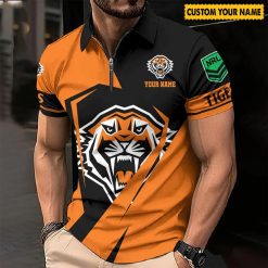 NRL Wests Tigers Custom Name Special Edition Zipper Polo Shirt