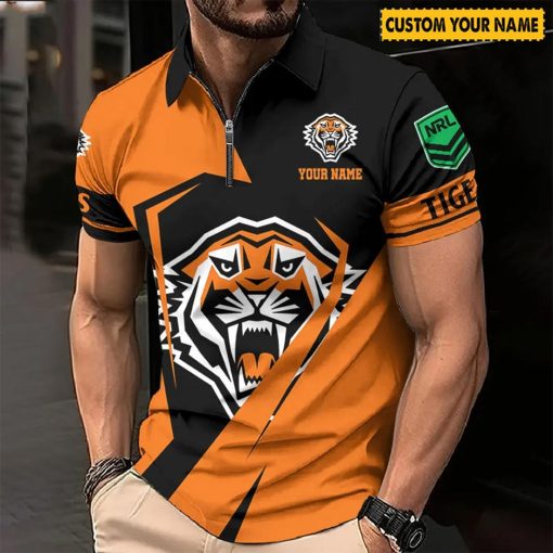NRL Wests Tigers Custom Name Special Edition Zipper Polo Shirt