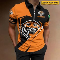 NRL Wests Tigers Custom Name Special Edition Zipper Polo Shirt