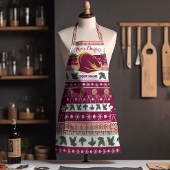 NRL Brisbane Broncos Custom Name Christmas Gift For Fans Apron