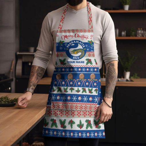 NRL Parramatta Eels Custom Name Christmas Gift For Fans Apron