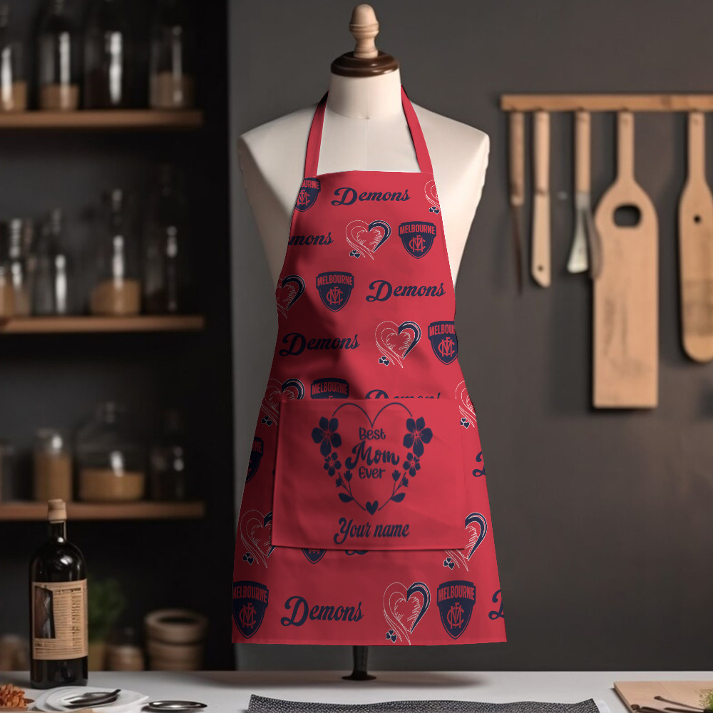 AFL Melbourne Demons Custom Name Gift For Mom Apron
