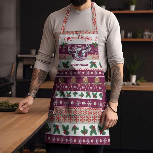NRL Manly Warringah Sea Eagles Custom Name Christmas Gift For Fans Apron