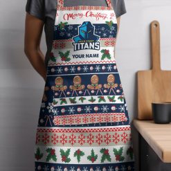 NRL Gold Coast Titans Custom Name Christmas Gift For Fans Apron