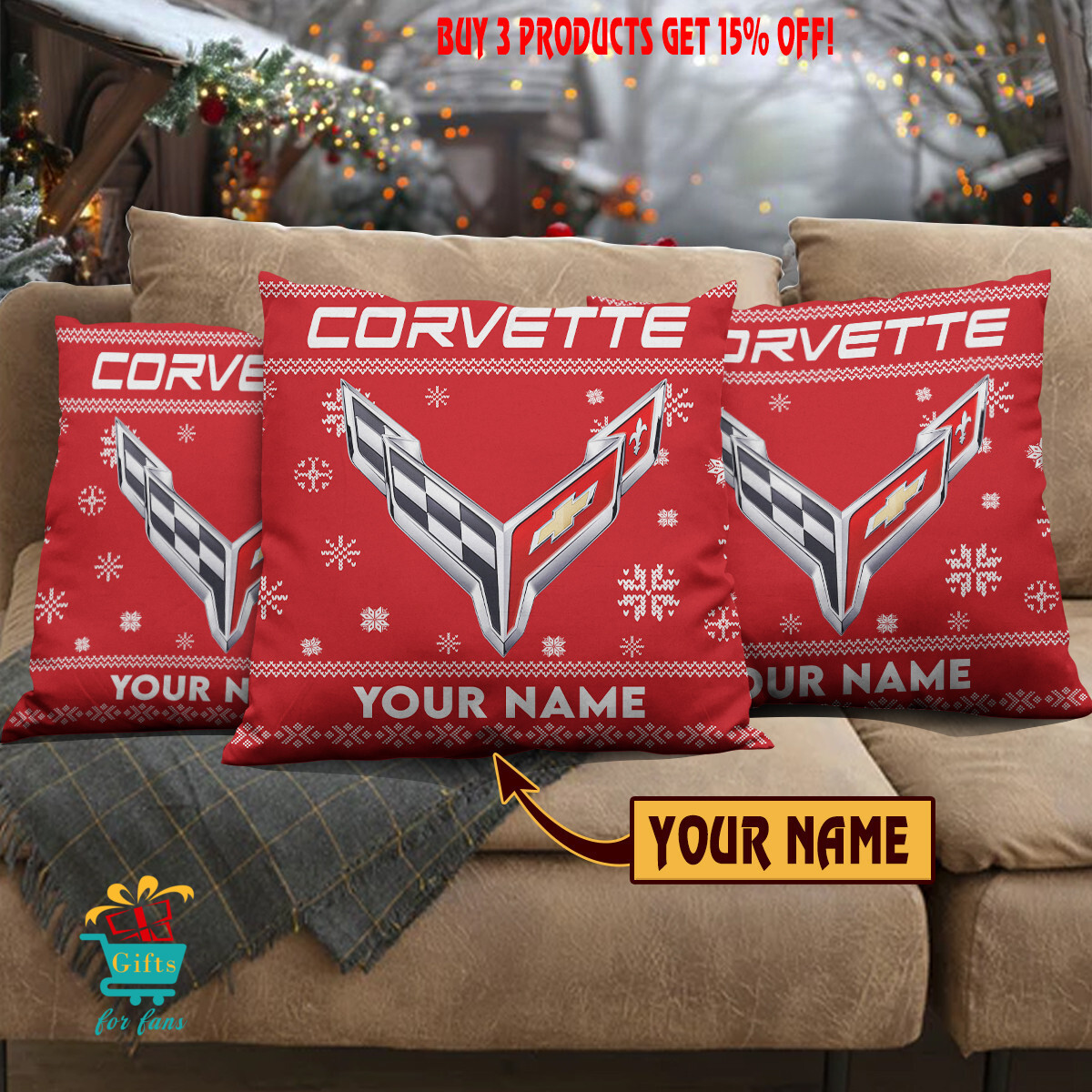 Chevrolet Corvette Custom Name Special Edition Square Pillow Case Chevrolet Corvette Custom Name Special Edition Square Pillow Case