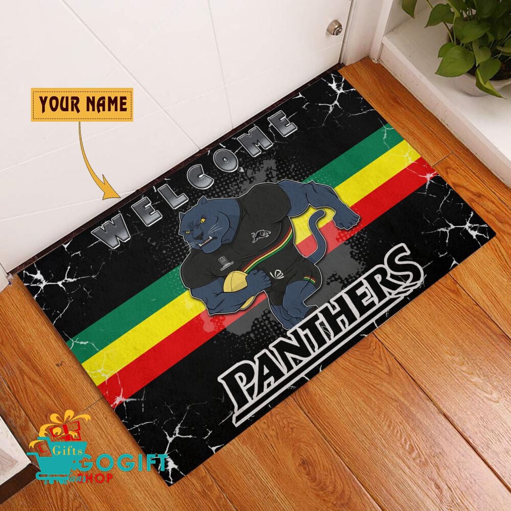 Penrith Panthers Custom Name Mascot Rubber Doormat Penrith Panthers Custom Name Mascot Rubber Doormat