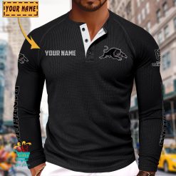 Penrith Panthers Custom Name New Edition Henley Long Sleeve Shirt