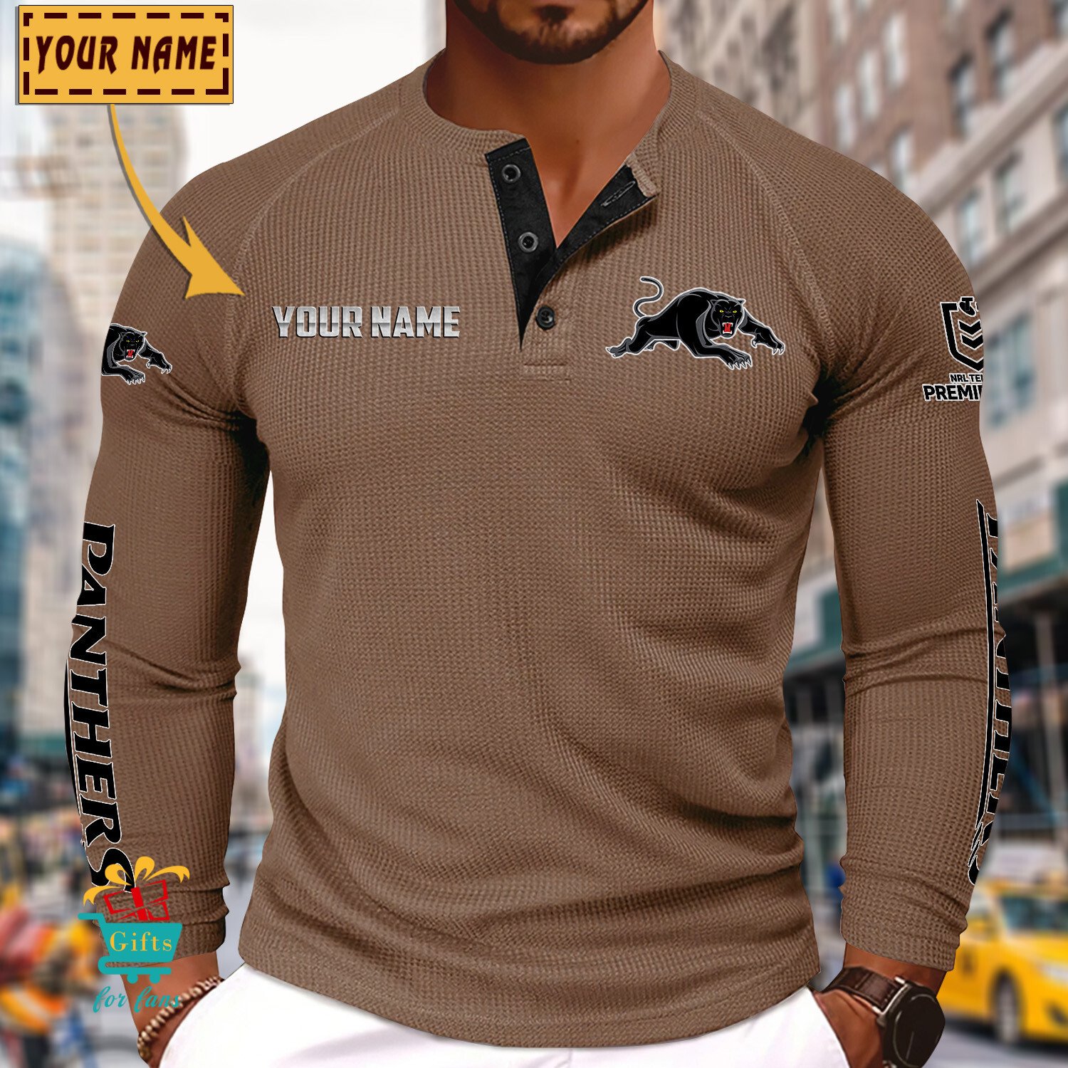 Penrith Panthers Custom Name New Edition Henley Long Sleeve Shirt Penrith Panthers Custom Name New Edition Henley Long Sleeve Shirt
