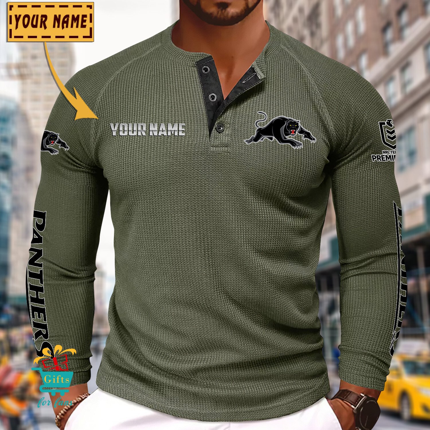 Penrith Panthers Custom Name New Edition Henley Long Sleeve Shirt Penrith Panthers Custom Name New Edition Henley Long Sleeve Shirt