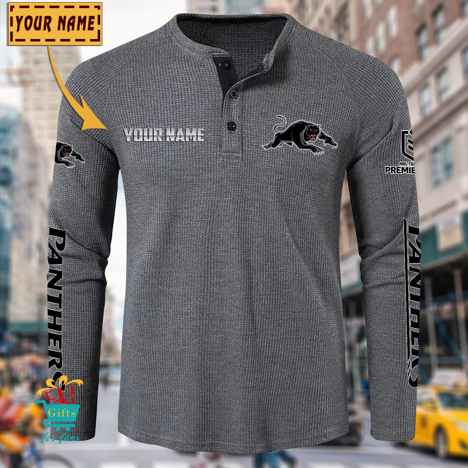 Penrith Panthers Custom Name New Edition Henley Long Sleeve Shirt Penrith Panthers Custom Name New Edition Henley Long Sleeve Shirt