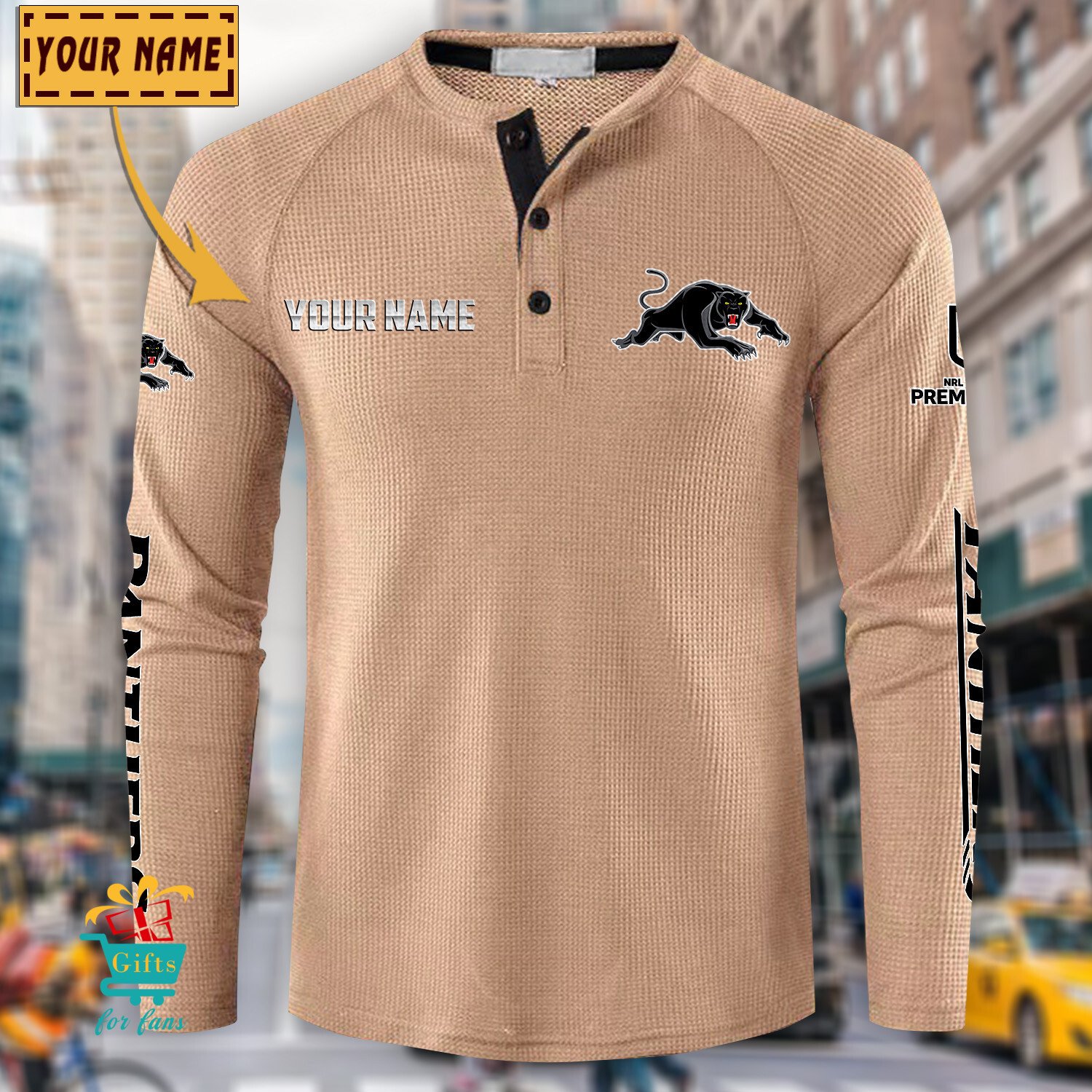 Penrith Panthers Custom Name New Edition Henley Long Sleeve Shirt Penrith Panthers Custom Name New Edition Henley Long Sleeve Shirt