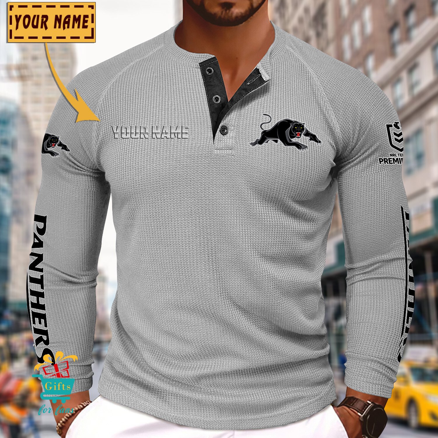 Penrith Panthers Custom Name New Edition Henley Long Sleeve Shirt Penrith Panthers Custom Name New Edition Henley Long Sleeve Shirt