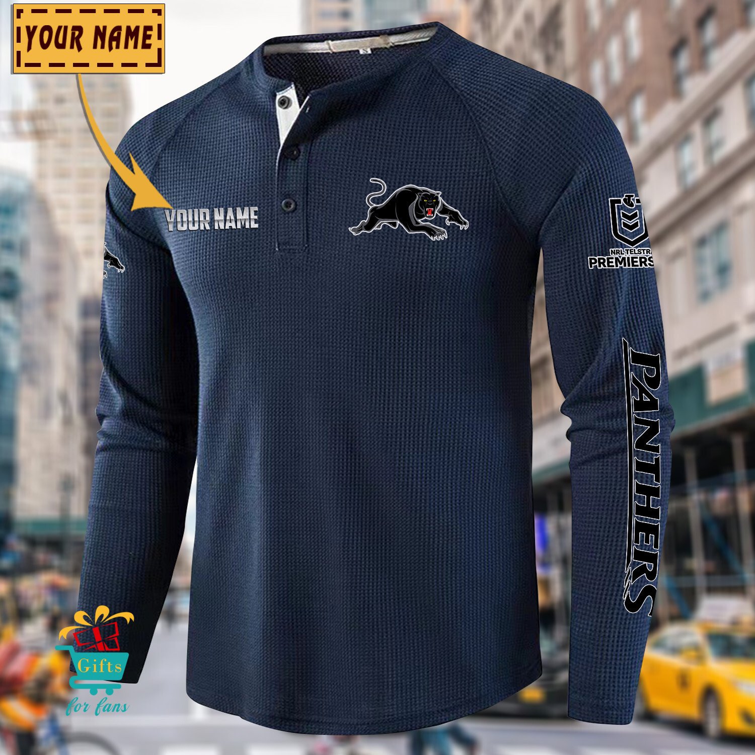 Penrith Panthers Custom Name New Edition Henley Long Sleeve Shirt Penrith Panthers Custom Name New Edition Henley Long Sleeve Shirt