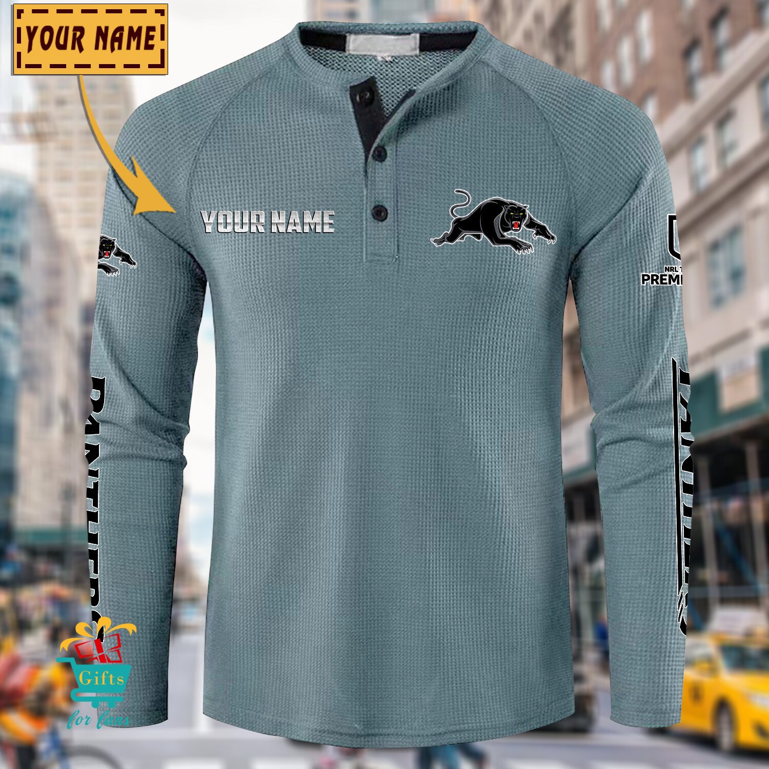 Penrith Panthers Custom Name New Edition Henley Long Sleeve Shirt Penrith Panthers Custom Name New Edition Henley Long Sleeve Shirt
