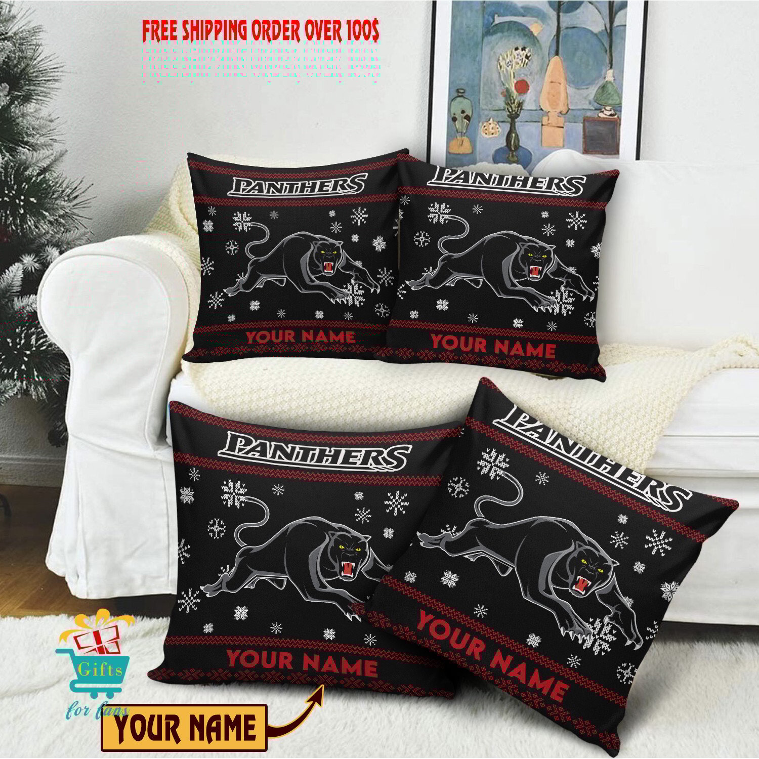 Penrith Panthers Custom Name Special Edition Square Pillow Case Penrith Panthers Custom Name Special Edition Square Pillow Case