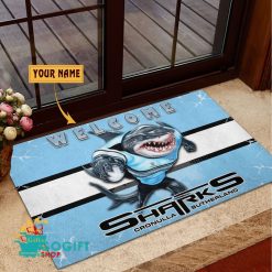 Cronulla-Sutherland Sharks Custom Name Mascot Rubber Doormat