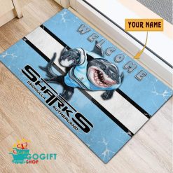 Cronulla-Sutherland Sharks Custom Name Mascot Rubber Doormat