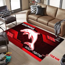 Dolphins Custom Name New Edition Floor Rug